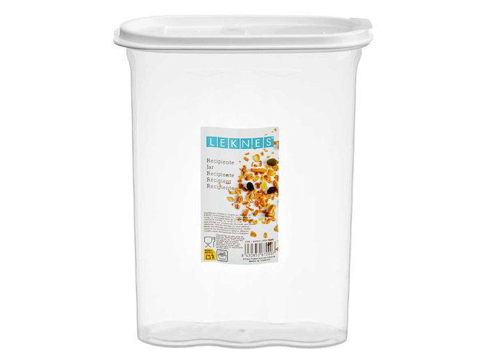 Leknes Recipiente Multiuso Cereales Tapa Gris 2.4L 19x24x9 cm (Set de 24)