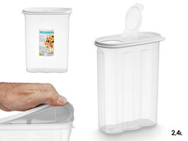 Leknes Recipiente Multiuso Cereales Tapa Gris 2.4L 19x24x9 cm (Set de 24)