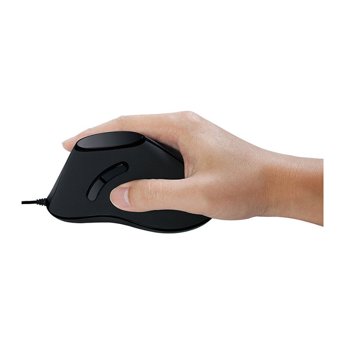LogiLink Ratón Ergonomico Vertical ID0158 para Mano Derecha, Óptico 1000 DPI, 5 Botones, USB Plug and Play, Color Negro - Para Oficina
