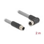 Delock 80543 Cable M12 5 Pin L-Codificado Plug Derecha a Receptáculo 90 Grados PUR Gris para Cadena Portacables 2 Metros
