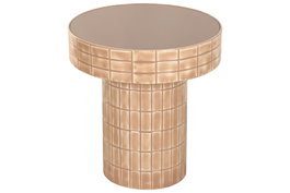 DKD Home Decor Mesita Auxiliar Mosaico Mocha Marrón