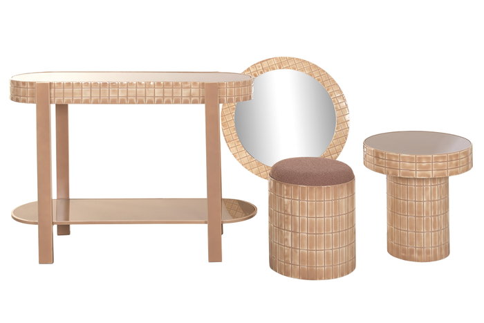 DKD Home Decor Mesita Auxiliar Mosaico Mocha Marrón DKD Home Decor Mesita Auxiliar Mosaico Mocha Marrón