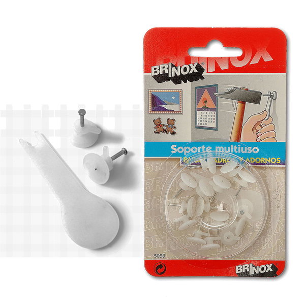 BRINOX Cuelga Cuadro Fácil 1 Clavo Transparente 11Ø 15 Unidades BRINOX Cuelga Cuadro Fácil 1 Clavo Transparente 11Ø 15 Unidades