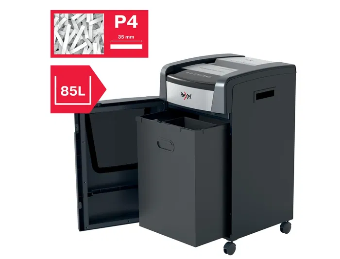Rexel Destructora de Papel Momentum Extra XP422+ (22 Hojas, Corte Cruzado P-4) Negro-Plata