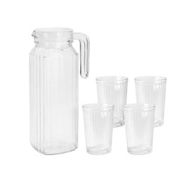 Excellent Houseware Set Jarra Cristal 1100 ml con Tapa Plástico y 4 Vasos Cristal 200 ml