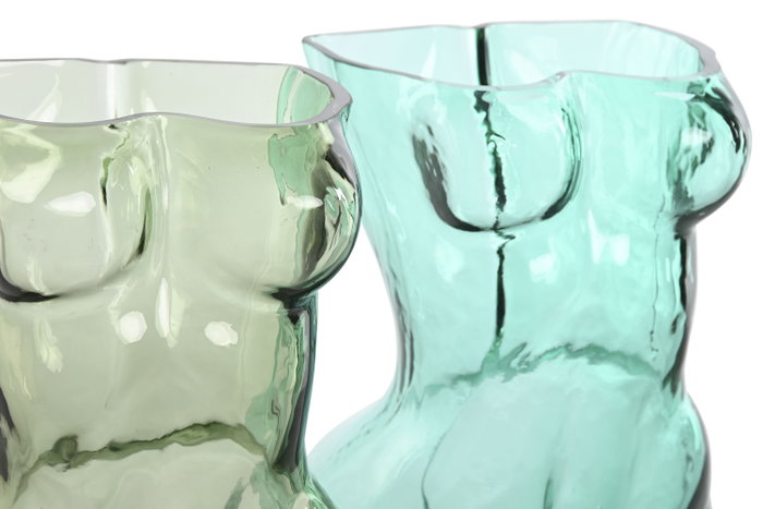 DKD Home Decor Jarrón de Cristal Cuerpo - Pack de 2