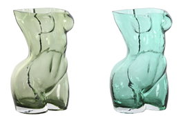 DKD Home Decor Jarrón de Cristal Cuerpo - Pack de 2