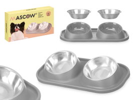 MASCOW Comedero Doble Metálico Diseño Gris