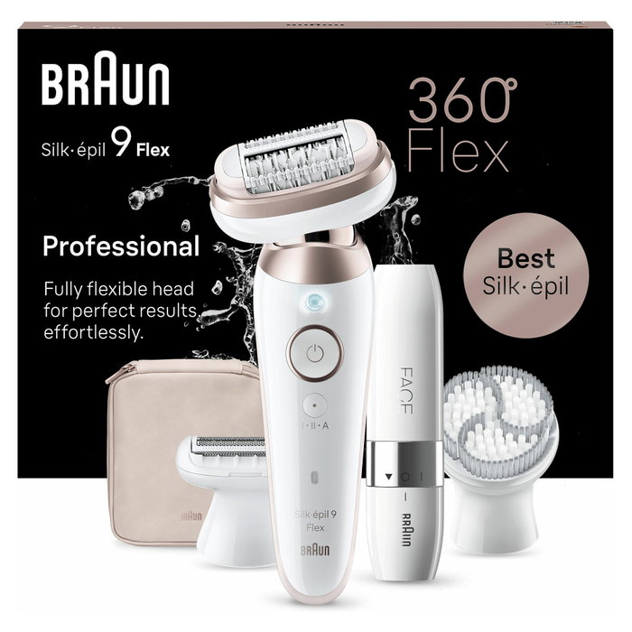 Braun Silk-épil 9-360 3D Epilador con Tecnología MicroGrip de 40 Pinzas para Pelo Corto de 0.5mm, Recargable, Uso Húmedo y Seco, Color Rosa y Blanco Braun Silk-épil 9-360 3D Epilador con Tecnología MicroGrip de 40 Pinzas para Pelo Corto de 0.5mm, Recargable, Uso Húmedo y Seco, Color Rosa y Blanco