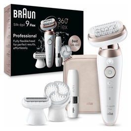 Braun Silk-épil 9-360 3D Epilador con Tecnología MicroGrip de 40 Pinzas para Pelo Corto de 0.5mm, Recargable, Uso Húmedo y Seco, Color Rosa y Blanco