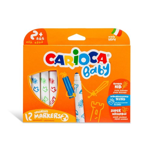 Carioca Baby Marker de 12 unidades colores surtidos con punta extra-gruesa en forma de oso