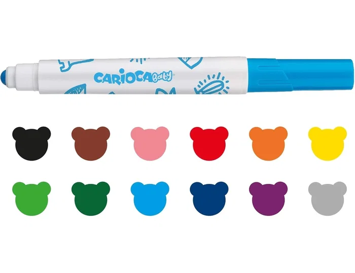 Carioca Baby Marker Estuche de 12 Rotuladores Surtidos con Punta Extra-gruesa