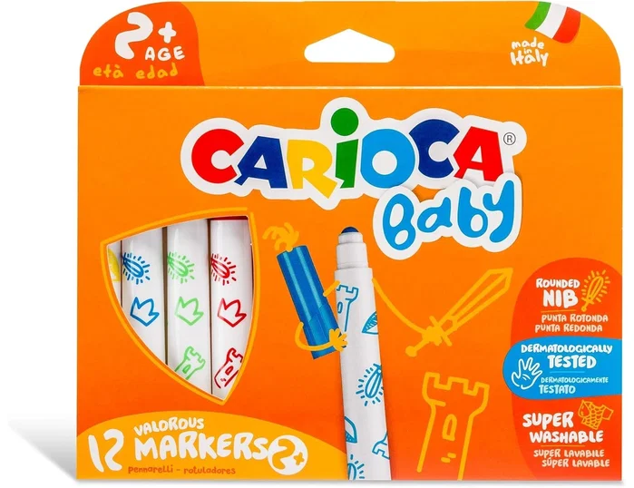 Carioca Baby Marker Estuche de 12 Rotuladores Surtidos con Punta Extra-gruesa