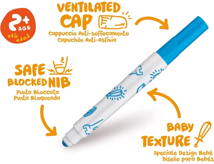 Carioca Baby Marker Estuche de 12 Rotuladores Surtidos con Punta Extra-gruesa
