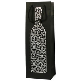 Party Time Bolsa Regalo Botella Colección Lounge Papel Decorada Uvas Botella Copas Dorado Plateado Rojo 36 cm