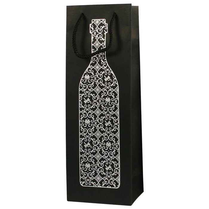 Party Time Bolsa Regalo Botella Colección Lounge Papel Decorada Uvas Botella Copas Dorado Plateado Rojo 36 cm