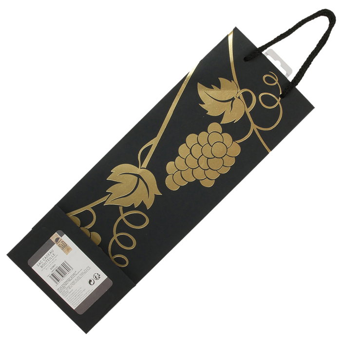 Party Time Bolsa Regalo Botella Colección Lounge Papel Decorada Uvas Botella Copas Dorado Plateado Rojo 36 cm