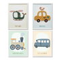 DKD Home Decor Set de 4 Cuadros de Lienzo de Vehículos 30x1,8x40 cm
