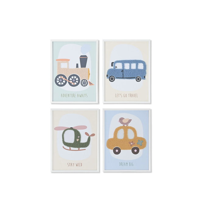 DKD Home Decor Set de 4 Cuadros de Lienzo de Vehículos 30x1,8x40 cm