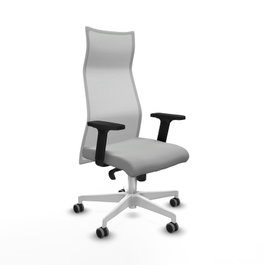 PIQUERAS Y CRESPO Sillón Albacete con Mecanismo Sincro, Similpiel Gris Claro y Malla Blanco