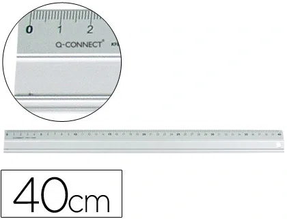 Q-connect Regla Metálica de Aluminio 40 cm Milimétrica Biselada Antideslizante Q-connect Regla Metálica de Aluminio 40 cm Milimétrica Biselada Antideslizante