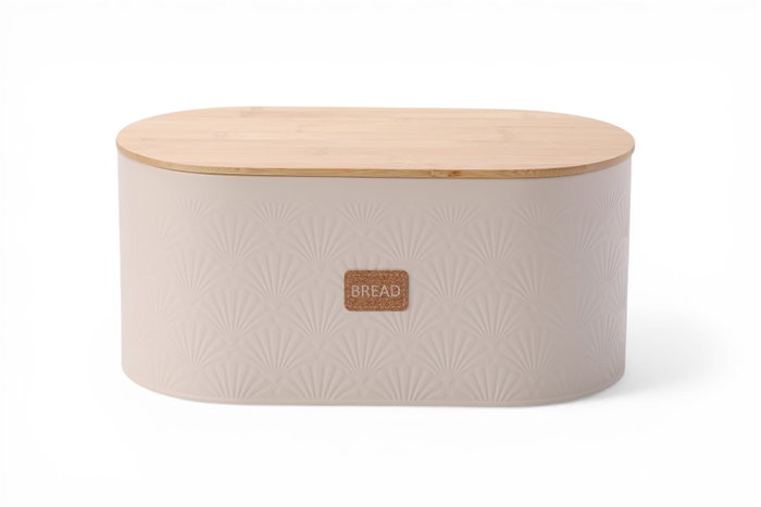 DKD Home Decor Panera de Metal y Bambú con Relieve Beige DKD Home Decor Panera de Metal y Bambú con Relieve Beige