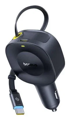 Baseus Primetrip VR2 Cargador Coche 30W con Cable Retráctil USB-C USB-C Color Negro Cósmico
