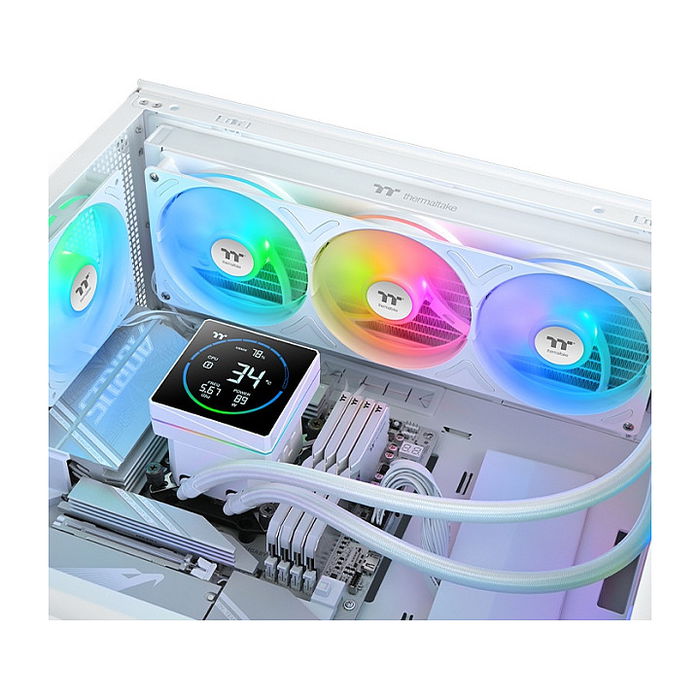 Thermaltake TH360-S V3 ARGB Sync AIO Snow Edition - Sistema de Refrigeración Líquida Todo en Uno, Radiador 360 mm, 3 Ventiladores ARGB de 12 cm, CPU, Negro/Blanco