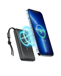 VEGER MagOn W1151-B Powerbank 10000mAh Cargador Inalámbrico Magnético 20W PD, Carga Rápida 22.5W, Negro y Blanco