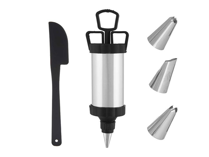 Kinvara Manga Pastelera Metal con 4 Boquillas y Accesorios, Acero Inoxidable y Plástico, 11.2x27.5x6 cm (Set de 24)