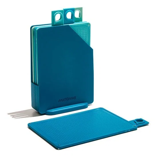Muitomas Juego de 4 tablas de cortar de silicona azul