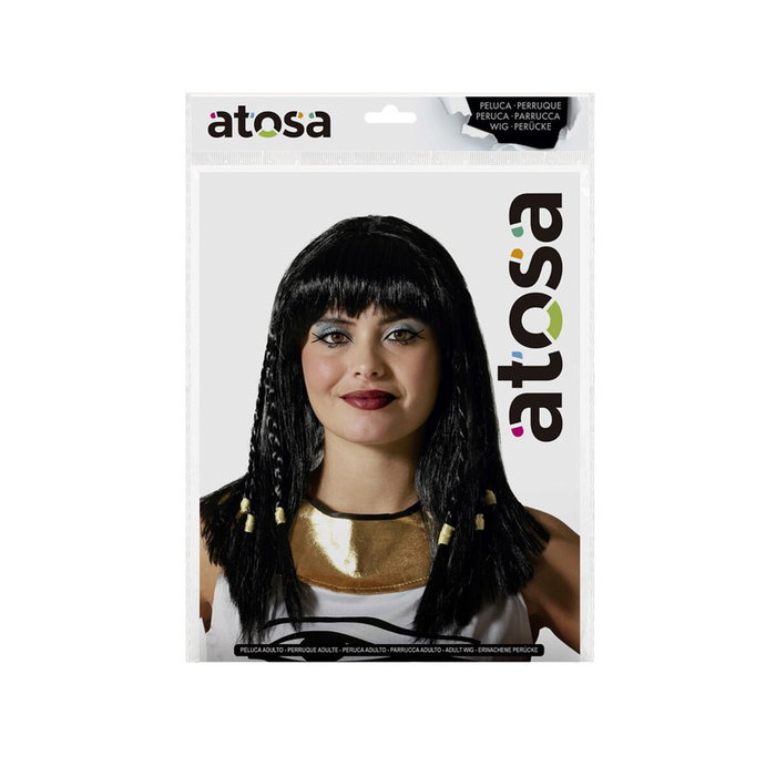 Atosa Peluca Egipcia Negra con Trenzas y Adornos Dorados Atosa Peluca Egipcia Negra con Trenzas y Adornos Dorados