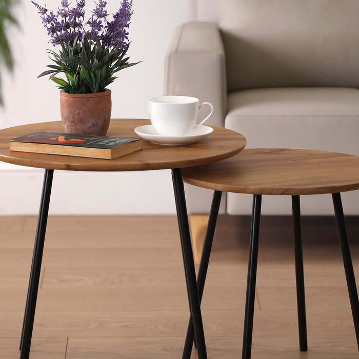 Juego de 2 mesas Versa Metal Madera MDF 50 x 49 x 50 cm (2 Unidades)