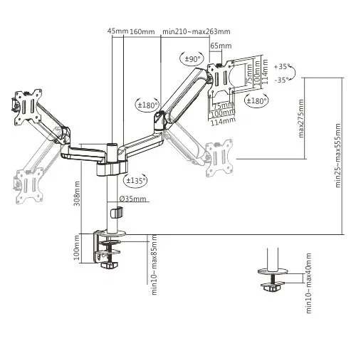 GEMBIRD MA-DA2P-01 Soporte de Escritorio Doble para Monitor 17-32 pulgadas