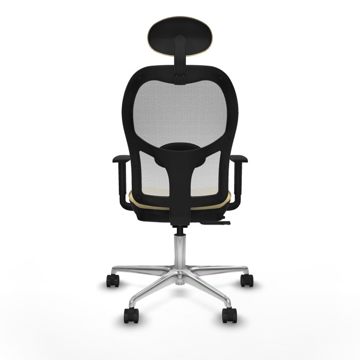 PIQUERAS Y CRESPO Silla de oficina Jorquera con mecanismo Sincro/Traslack, Similpiel Crema y Malla Blanco