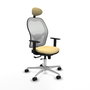 PIQUERAS Y CRESPO Silla de oficina Jorquera con mecanismo Sincro/Traslack, Similpiel Crema y Malla Blanco