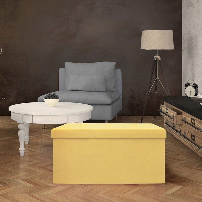 Home Deco Factory Banco Puf Plegable Amarillo Home Deco Factory Banco Puf Plegable Amarillo