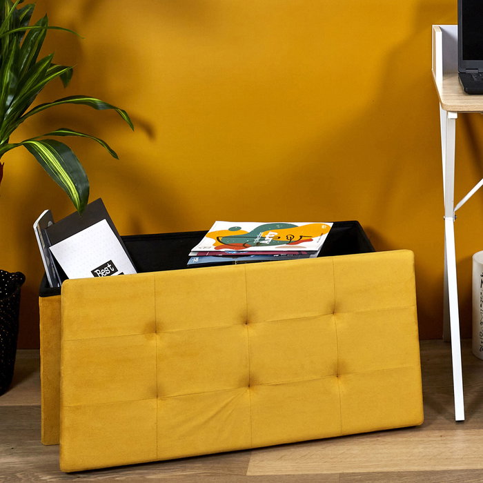Home Deco Factory Banco Puf Plegable Amarillo Home Deco Factory Banco Puf Plegable Amarillo