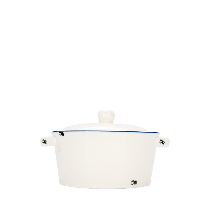 Summa Cazuelita con Tapa de Porcelana 13 cm, 42 cl, Color Marfil y Azul (Set de 2)