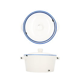 Summa Cazuelita con Tapa de Porcelana 13 cm, 42 cl, Color Marfil y Azul (Set de 2)