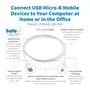 Tripp Lite U050AB-006-WH - Cable USB 2.0 A a Micro USB B Macho, Antibacteriano (Inhibe E.coli y Estafilococos), Blanco, 1.83m (6 pies), para Carga y Sincronización