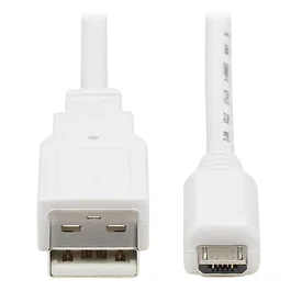 Tripp Lite U050AB-006-WH - Cable USB 2.0 A a Micro USB B Macho, Antibacteriano (Inhibe E.coli y Estafilococos), Blanco, 1.83m (6 pies), para Carga y Sincronización