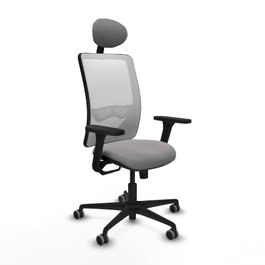 PIQUERAS Y CRESPO Silla de oficina Zulema con mecanismo Sincro, Gris y Blanco