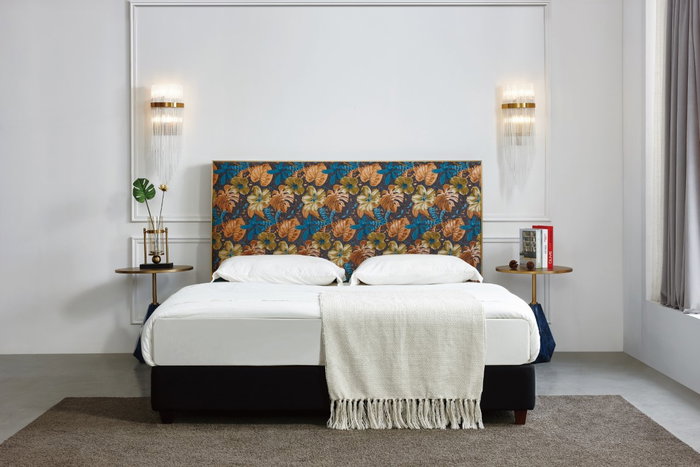 DKD Home Decor Cabecero Cama Tropical Hojas 10 x 60 x 160 cm Poliester Madera MDF
