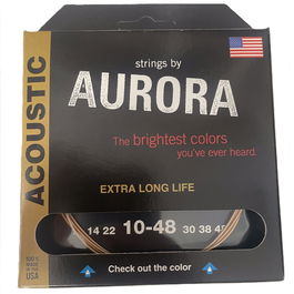 AURORA STRINGS Cuerdas Acústicas 10-48 Aurora Clearcoat (Phos Bronze) con Revestimiento Suave y Duradero Made in USA