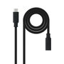 Nanocable Cable Prolongador USB-C 3.2 Gen2x2 100W 4K/60Hz 0,5 m Negro