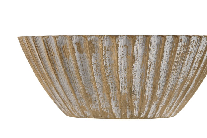 DKD Home Decor Bol Colonial Sai White 23 Decape Mango Dorado Natural 15 x 8 x 15 cm (4 Unidades)