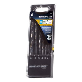 Bluemaster Juego de brocas DIN338 HSS-CO 5% Split Point Antislip para inox, Ø2-8 mm, 6 piezas con estuche