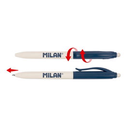 Milan P1 Bolígrafo Borrable con Tinta Azul, 25 unidades, Expositor