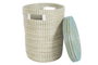 DKD Home Decor Set de 2 Cestas de Seagrass con Tapa Natural